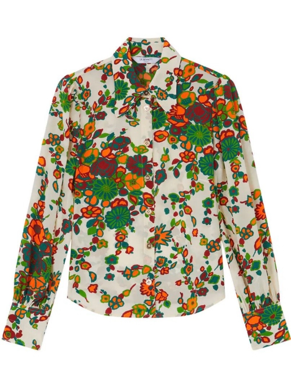LK Bennett Sonya Naive Floral Blouse Button Front